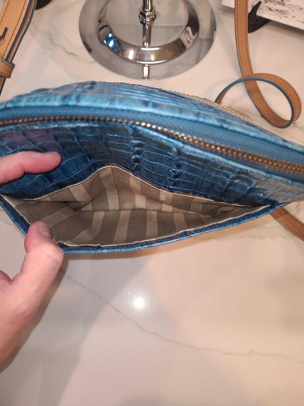 Brahmin Mini Duxbury Surf Vineyard Blue & Gold - Picture 7 of 13